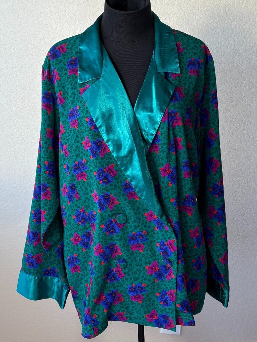 Vintage Victoria's Secret Floral Satin Trim Pajama Top M